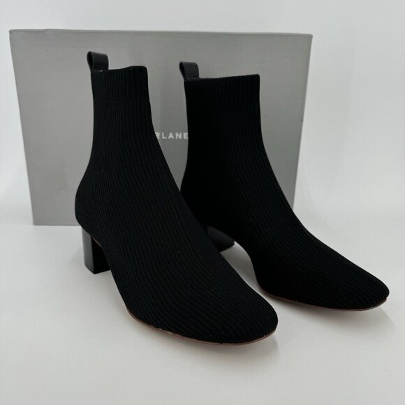 Everlane The Glove Boot in Black size 7.5 Women's Stretch Rib Knit Ankle Bootie - Picture 4 of 9